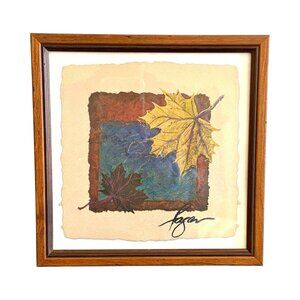 Dorothy Fagan Oil Pastel Painting on Handmade Paper Framed Maple V Signed